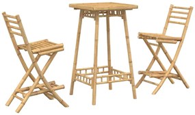 vidaXL 3 részes bambusz kültéri bárszett összecsukható