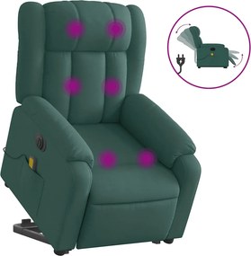 vidaXL sötétzöld szövet dönthető elektromos álló masszázsfotel