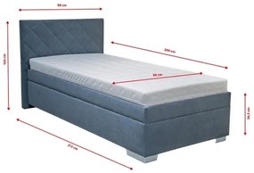 Kárpitozott ágy tárolóval és matraccal LANA 90x200 cm kék