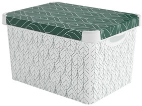 Fehér-zöld fedeles műanyag tárolódoboz 39,5x29,5x25 cm L – Curver