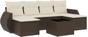 vidaXL 7 részes barna polyrattan kerti ülőgarnitúra párnákkal