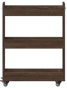 barna tölgy színű szerelt fa szekrény kerekekkel 60x22x79 cm