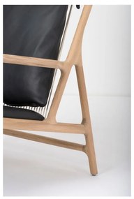 Dedo fotel tömör tölgyfa konstrukcióval, fekete bivalybőr ülőpárnával - Gazzda