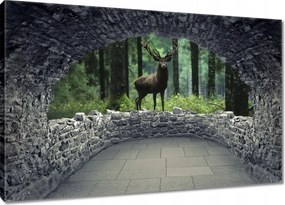 Vászonkép 120x80 Szarvas az erdő közepén