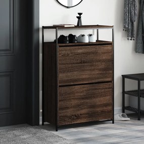 barna tölgyszínű szerelt fa cipősszekrény 75 x 34 x 112 cm