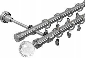 Fém Függönykarnis 19 19 mm dupla Ezüst Nikkel 300 cm MIX Végek