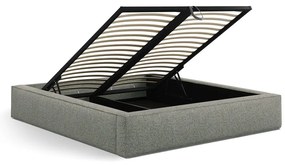 Zöld kárpitozott ágyneműtartós franciaágy ágyráccsal 160x200 cm Simon Olivia – Micadoni