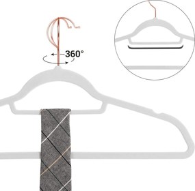 Bársony vállfa, csúszásmentes ruhaakasztó 50 darab, fehér-rosegold
