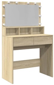 sonoma tölgy színű fésülködőasztal LED-del 80 x 41 x 134,5 cm
