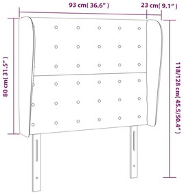 fekete szövet fejtámla szárnyakkal 93 x 23 x 118/128 cm