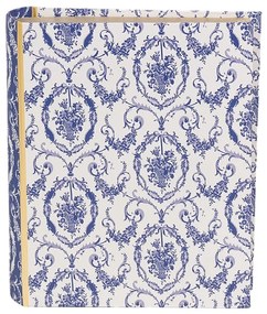 Könyv alakú karton tároló doboz vintage stílusban 17x14x5 cm kék barokk mintás