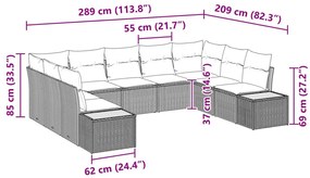 9 Darabos Kert Kanapé Szett Párnákkal Bézs Poli Rattan Akácia
