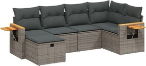 vidaXL 6 részes szürke polyrattan kerti ülőgarnitúra párnákkal