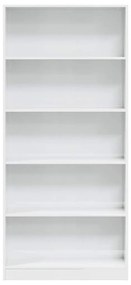 magasfényű fehér szerelt fa könyvespolc 80 x 24 x 176 cm