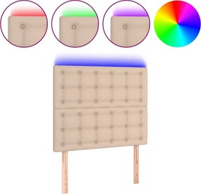 vidaXL cappuccino műbőr LED-es fejtámla 90x5x118/128 cm