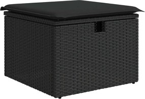 vidaXL Kanapé Szett párnával tárolóval Fekete polirattan