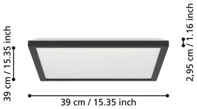 Eglo 901443-LED ROVITO fürdőszobai mennyezeti lámpa 17,6W/230V, 39x39cm, IP44, f