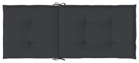 6 db fekete szövet kerti magas háttámlájú székpárna 120x50x3 cm