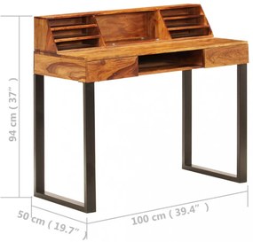 tömör kelet-indiai rózsafa és acél asztal 110 x 50 x 94 cm