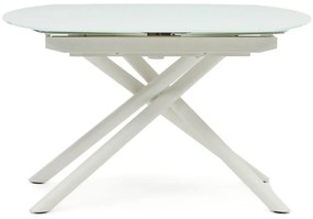Fehér bővíthető étkezőasztal üveg asztallappal 100x130 cm Yodalia – Kave Home