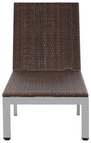 Barna polyrattan napozóágy kerekekkel