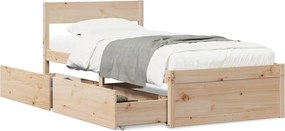 vidaXL tömör fenyőfa ágykeret matrac nélkül 90 x 190 cm