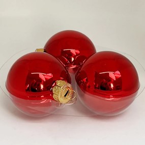 Red Shiny üveg karácsonyi gömb szett fényes piros 12*6cm