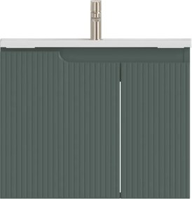 Piramida EURIDIKA fali fürdőszobabútor - műmárvány mosdóval -2 ajtós - PINO ZÖLD - 65 x 48 x 53 cm