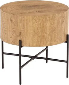 Liviano kerek dohányzóasztal 45 cm fém lábakkal - natúr tölgy / fekete