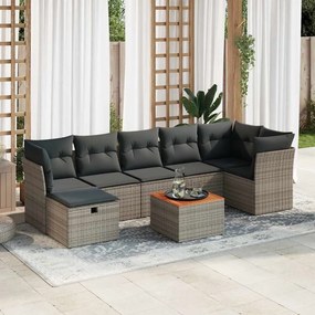 vidaXL 8 részes szürke polyrattan kerti ülőgarnitúra párnákkal