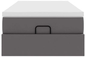 Ottomán ágykeret matraccal Szürke 90x200cm műbőrrel