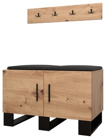 Előszobabútor Amanda 21 (artisan tölgy + fekete öko-bőr). 1086045