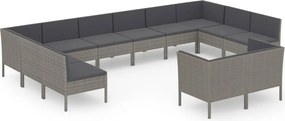 vidaXL 12 részes szürke polyrattan kerti ülőgarnitúra párnákkal