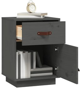 Szürke tömör fenyőfa éjjeliszekrény 40 x 34 x 55 cm