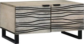 vidaXL Dohányzóasztal Beige és fekete 80 x 50 x 40 cm Tömör akácfa