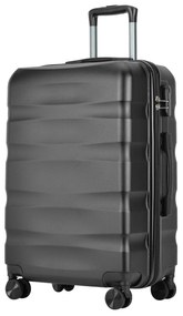 BONTOUR “WAVE” közepes Duplakerekes Gurulós bőrönd, Fekete, M méretű