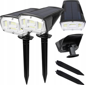 2x Led-es Napelemes Lámpa Beszúrható Kerti Szürkület Érzékelő Kerti Reflektor