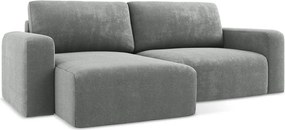 Szürke zsenília kinyitható-tárolóhelyes sarokkanapé (bal oldali-heverő résszel) Kona – Makamii