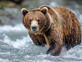 Vászonkép Canvas Fotó Állat Medve Barna Mackó Folyó 80x60