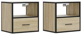 2 db sonoma tölgy színű fali éjjeliszekrény 40 x 31 x 39,5 cm