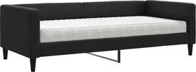 vidaXL fekete szövet kanapéágy matraccal 90 x 190 cm