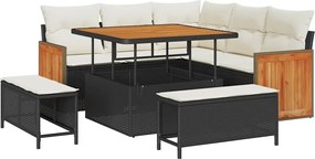 vidaXL Kerti Kanapé Szett párnával 8 pcs Fekete és Krém