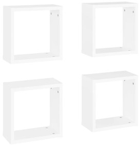 4 db fehér fali kockapolc 30 x 15 x 30 cm