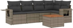 vidaXL 6 részes szürke polyrattan kerti ülőgarnitúra párnákkal