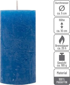 Rusztikus gyertya készlet 10 cm Ø 5 cm  16 db kék