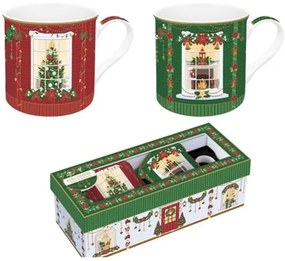 Karácsonyi porcelán bögre 2 db szett 300 ml díszdobozban Festive Avenue