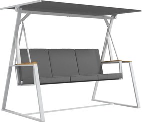Outsunny 3-személyes Kerti Hinta, Állítható Tetőelhelyezéssel, Mattressel, Acél Konstrukció, Méretek: 205L x 130W x 175H cm, Sötétszürke | Aosom