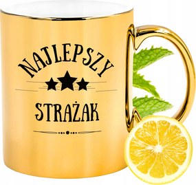 Prémium Arany Csillogó Bögre Tűzoltó Ajándék Nyomtatott Fotóval