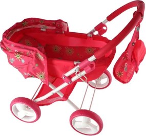 Piros babakocsi játékbabáknak