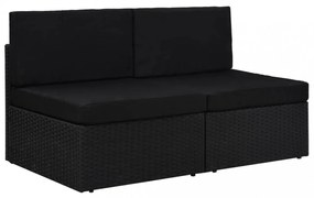 2 személyes fekete elemes polyrattan kanapé